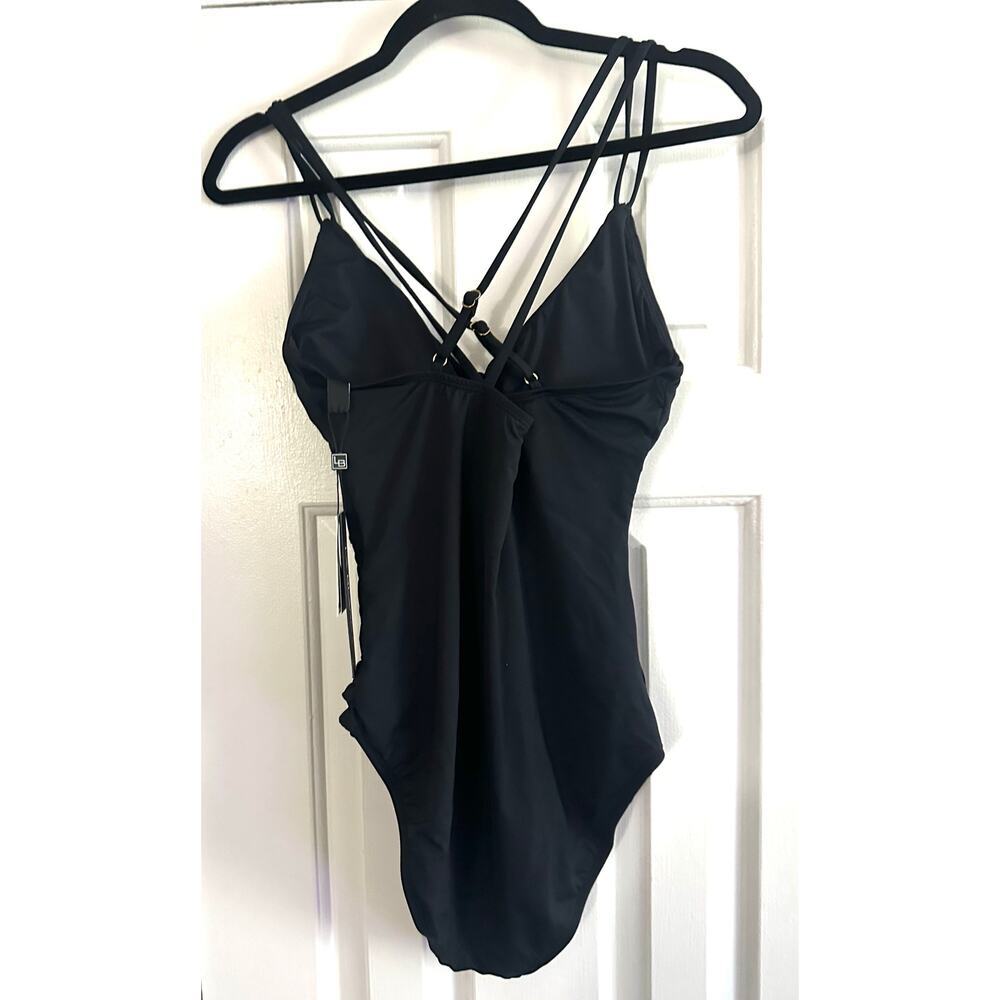 LA BLANCA Island Goddess Underwire Lace Up One Piece Black UPF - Sz 12 - NWT - Picture 3 of 8
